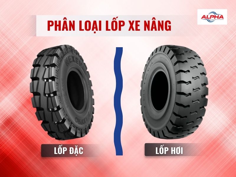 có 2 loại lốp xe nâng đặc và hơi trên thị trường